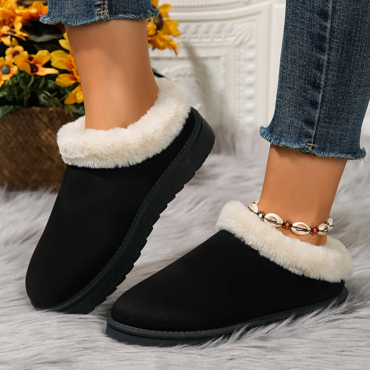 

New Autumn and Winter Retro Women's Snow Warm Short Plush Loafers Boots Designer Women's Flat Bottine Botas and Nude Boots