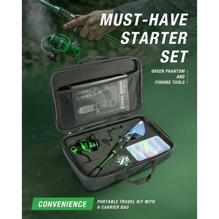 مجموعة صنارة الصيد وبكرة كومبو من الجرافيت، مجموعة أدوات صيد الأسماك المحمولة مع حقيبة حمل للمياه العذبة والمياه المالحة #2
