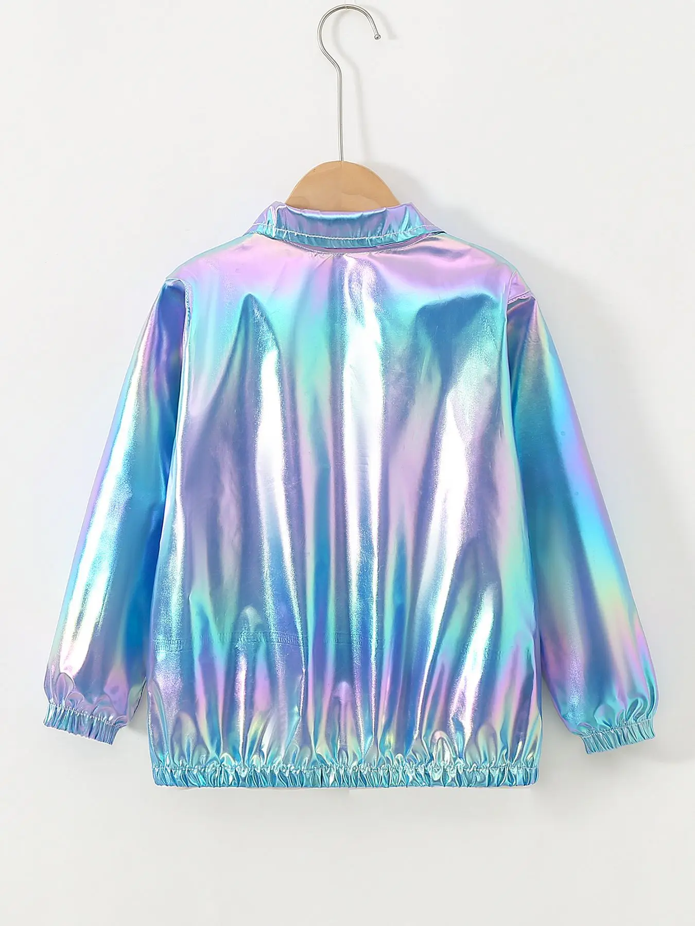 Mädchenjacke für 5-12 Jahre, Herbst, dünn, farbenfroh, glänzend, wasserdicht, Reißverschluss, Revers, Mädchen-Oberbekleidung, neue Kinderkleidung – Detail 15