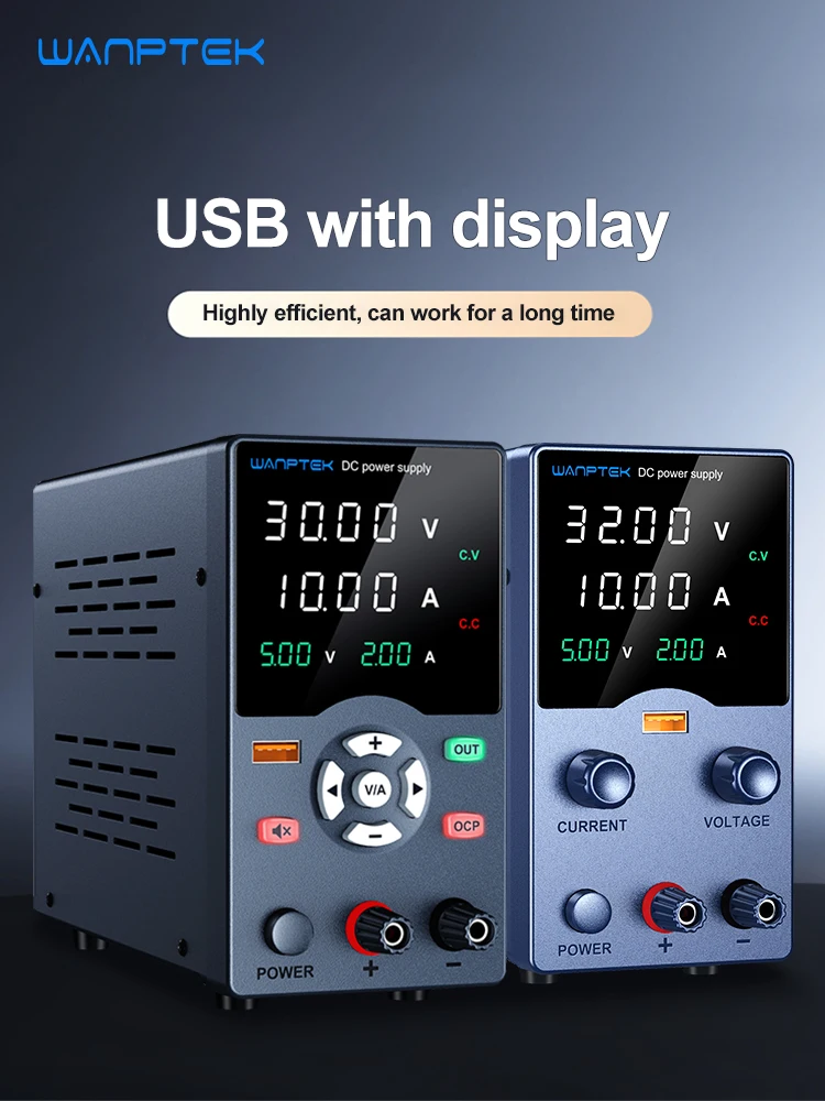 Wanptek 30V10A DC Labornetzteil Einstellbar 60V5A 120V3A mit USB-Ausgang Display Labor-Tischnetzteil