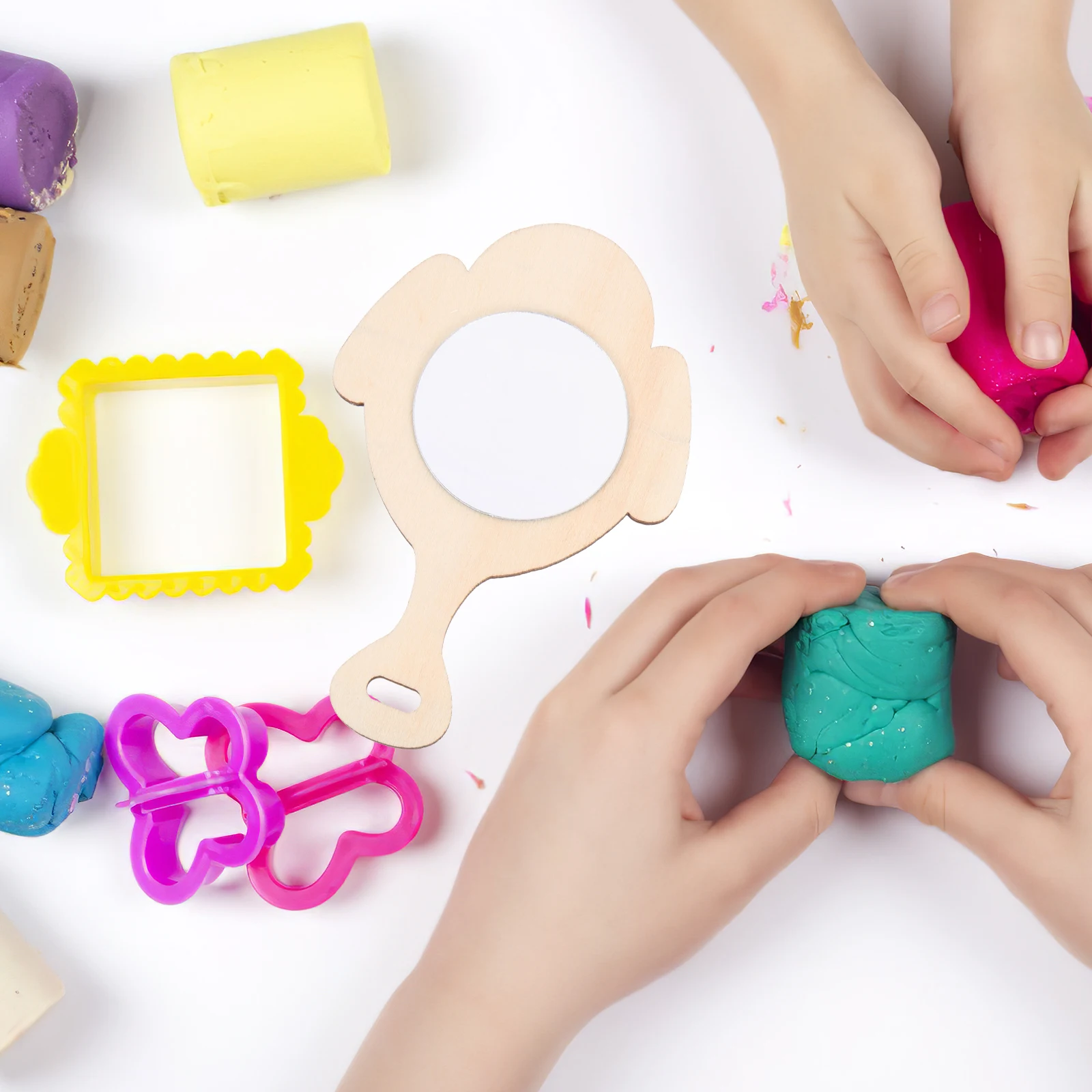 10 stuks DIY handgemaakte houten spiegels onafgewerkt mooie handspiegel voor kaptafel ambachtelijke accessoire kinderspiegel