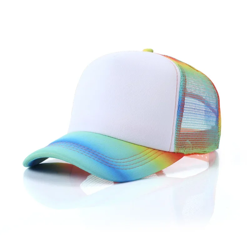 New Rainbow Mesh Baseball Caps for Men Customized LOGO Spring and Summer Outdoor Shade Dad Hat Team Advertising Truck Hats