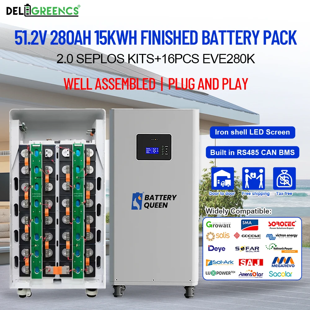 

Finished 15KWH 51.2V 280AH 304AH Battery Pack Lifepo4 Power Bank 2.0 Seplos Smart BMS CAN RS485 Rechargeable Batteries Solar