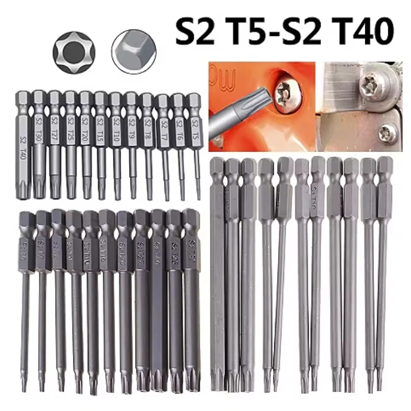 

11pcs/12pcs Security Bit Set Tamper Proof Screwdriver Drill Bit Screw Driver Bits Torx Flat Head 1/4" Hex Driver Bits