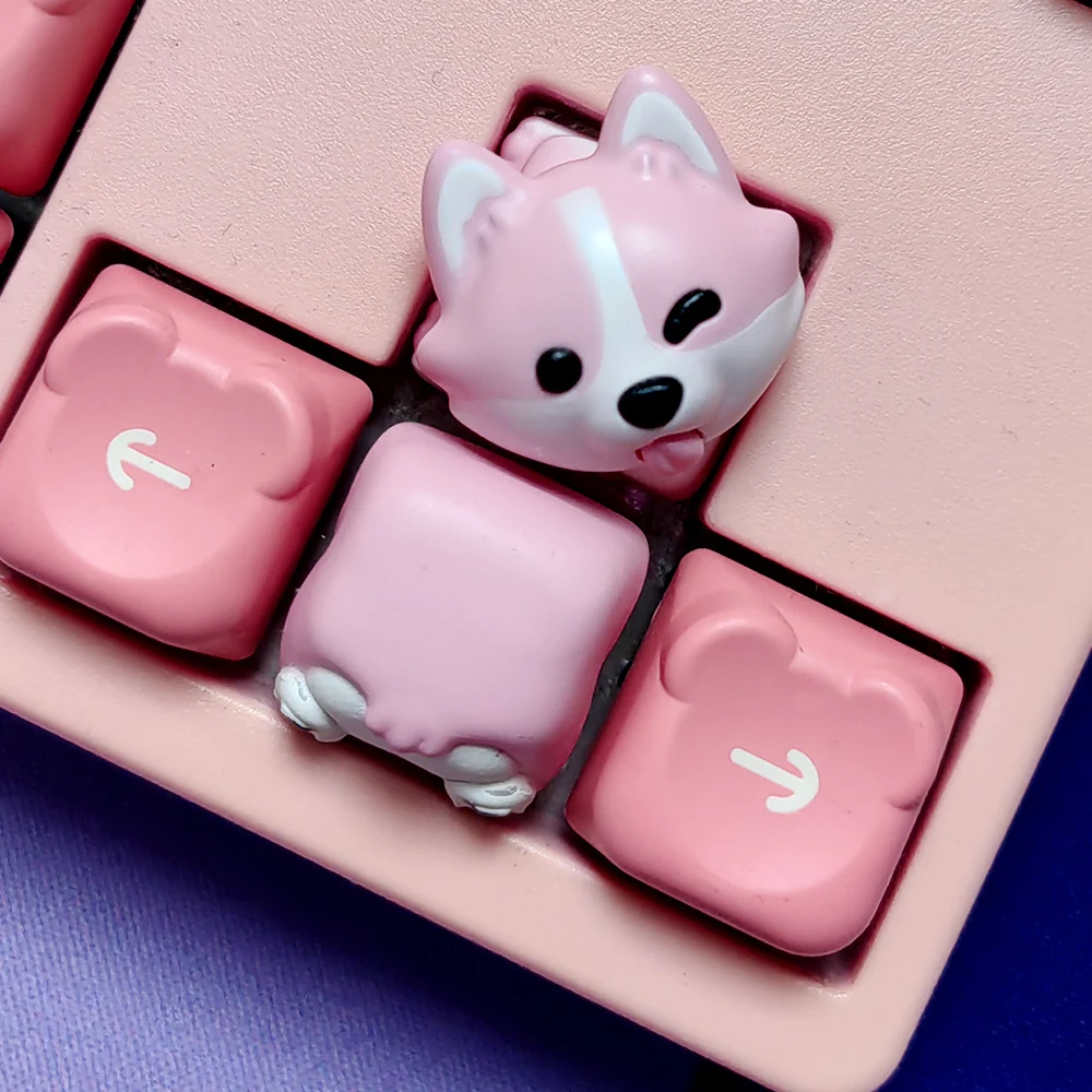 

Corgi Butt 3D Resin Keycaps - Universal Mechanical Keyboard Keys, Hand-Painted Cute Pink Animal Gift for Girls & Dog Lovers