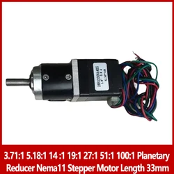 3.71:1 5.18:1 14 :1 19:1 27:1 51:1 100:1 Planetary Reducer Nema 11 Stepper Motor length 33mm Nema 11 Geared Stepper Engine