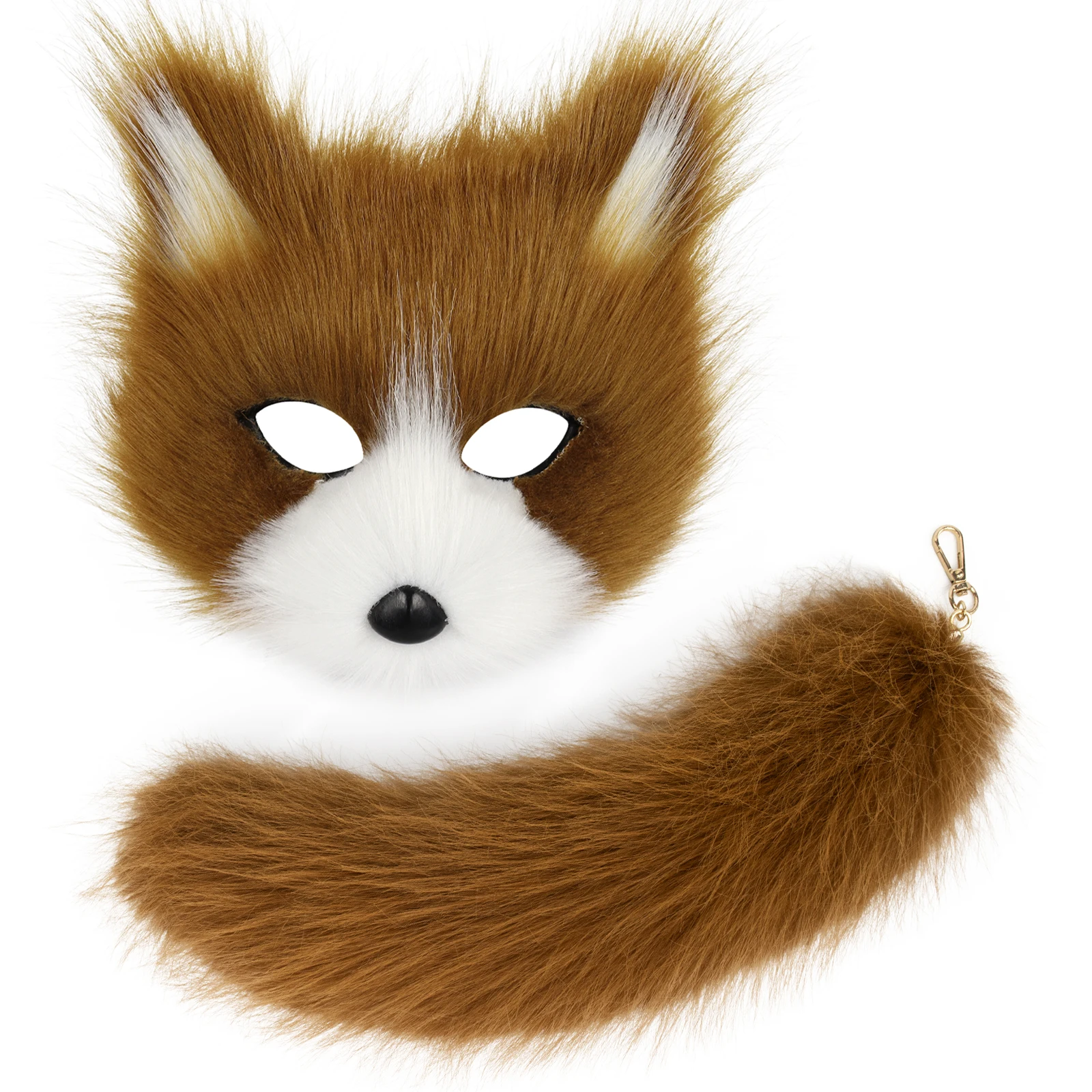 Pelzige Kunstpelz Fuchs Katze Masken Plüsch Schlüsselanhänger Tierschwanz Cosplay Party Kostüm Requisiten – Detail 6