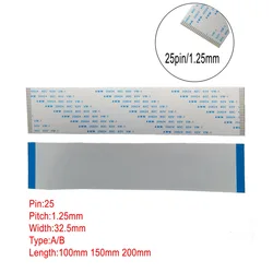 25Pin 1.25mm Pitch FPC Type A B Flat Flexible FFC Cable 10cm 15cm 20cm AWM 20624 80C 60V VW-1