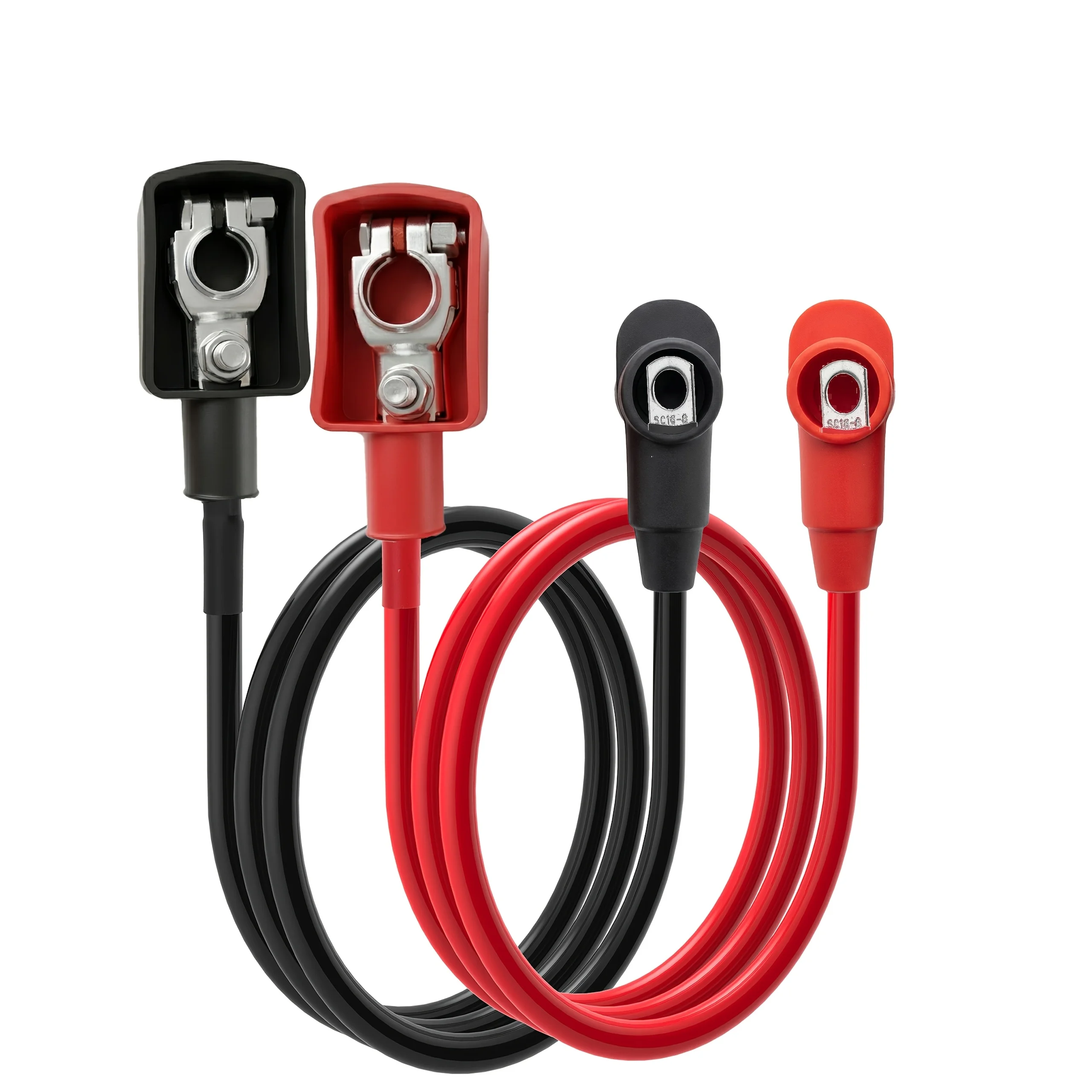

10AWG Car Battery Terminal Connectors Kit Silicone Insulating Caps Positive Negative Anti-Short Circuit for RV Boat Truck