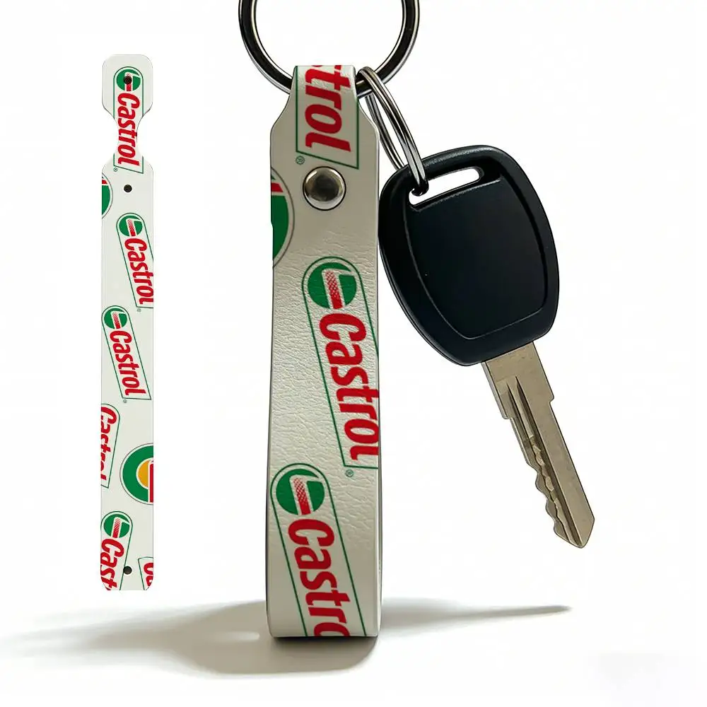 

Высококачественный кожаный брелок Castrol из полиуретана в винтажном стиле для мотоциклов, скутеров и мотокросса