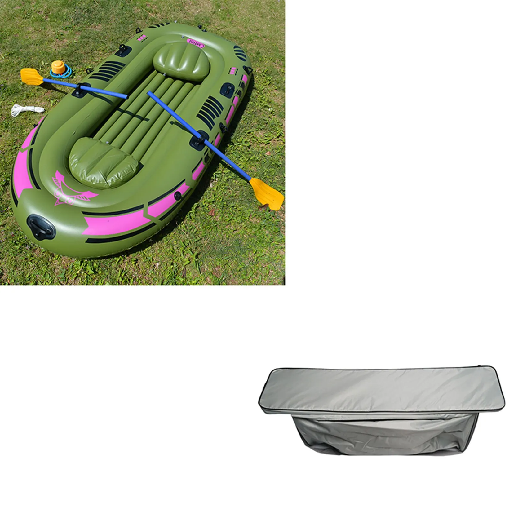 Bolsa de almacenamiento de asiento de barco inflable para canoa con cojín de asiento acolchado, bolsa de almacenamiento, cojín