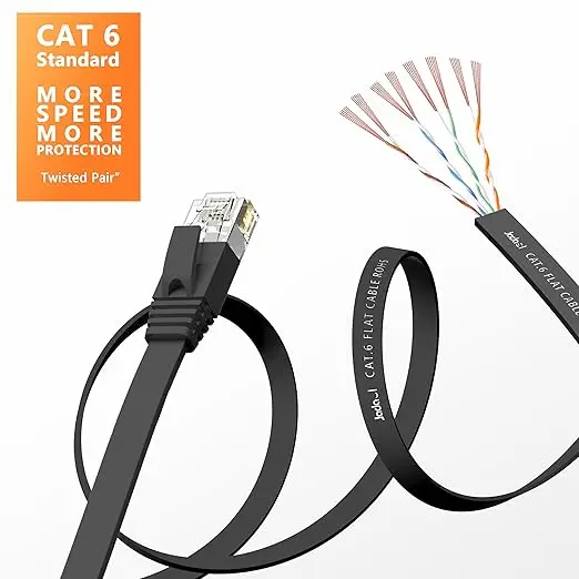 Kubie 10Gbps Cat 6 Shielded Ethernet RJ45 LAN Network Cable Cat6 Flat Patch For Modem Router Laptop PC 1m 2m 3m 5m 10m 20m 30m