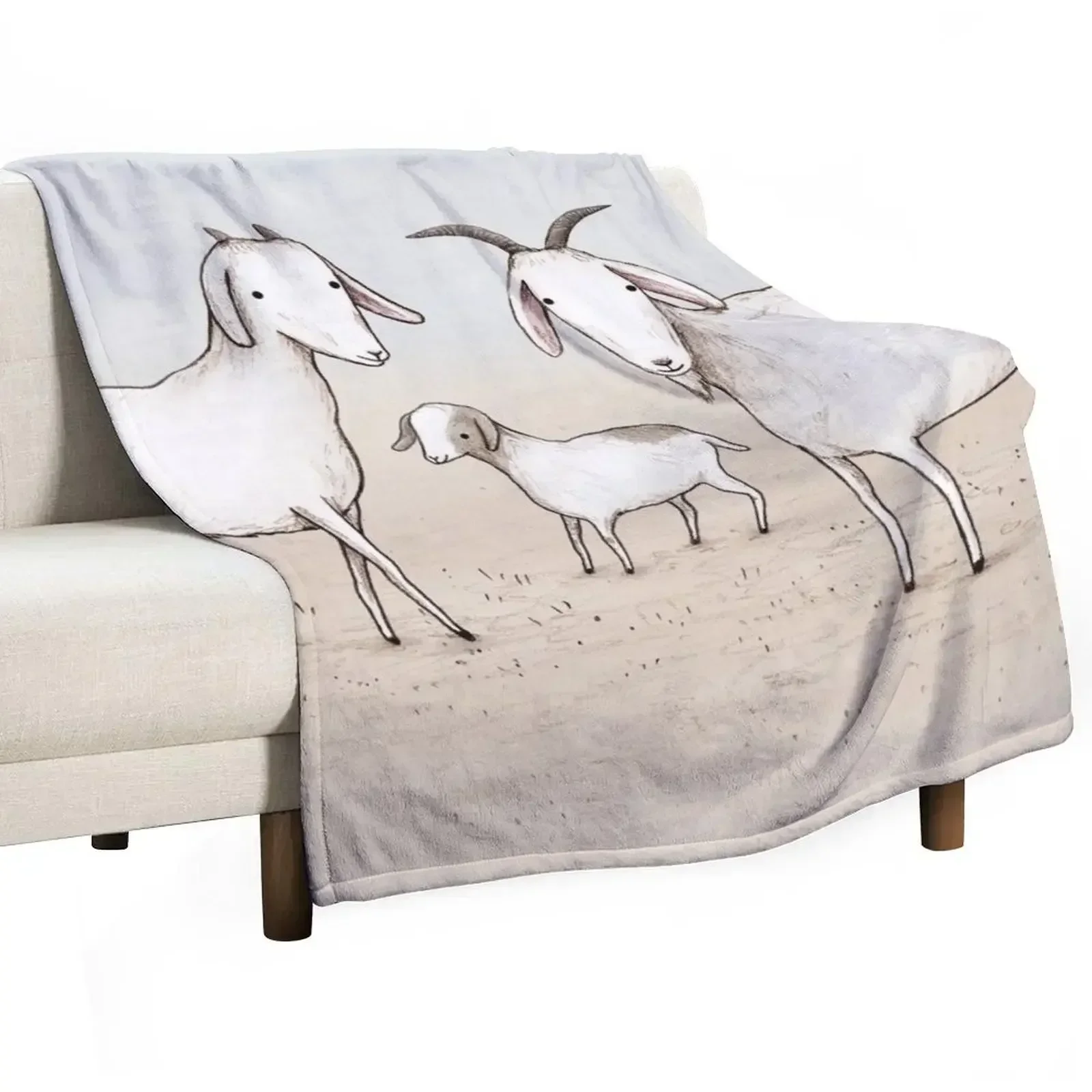 Wild Goat Family Throw Blanket Warm Comfortable Blanket Gift for Parents Friends