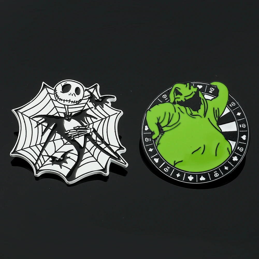 Disnes Nightmare Before Christmas Enamel Pin Jack Skellington Oogie Boogie Brooch Halloween Lapel Pin Badge Jewelry Accessories