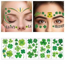 St Patrick' s Day Shamrock Leaf Skin Tattoo Sticker Temporary & Waterproof Irish St Patricks Day Party False Tattoo Clover Coin