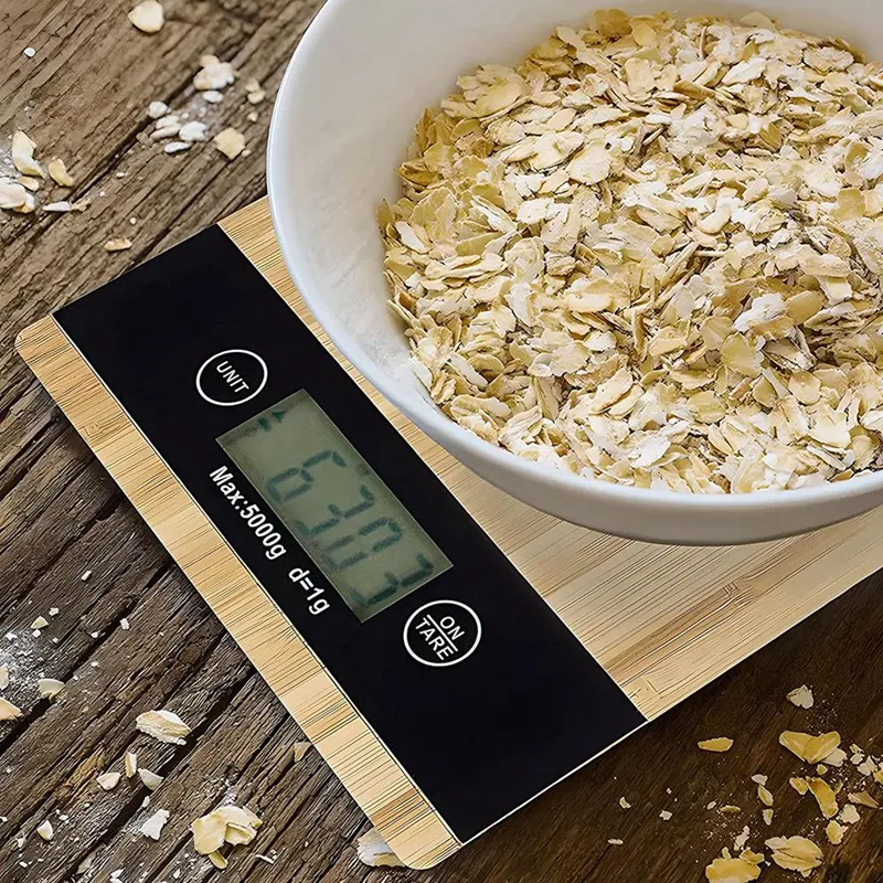 Bamboo Kitchen Scales, LCD Display, Digital Scales Up To 5 Kg, Kitchen Scales Baking, Cooking & Household Design