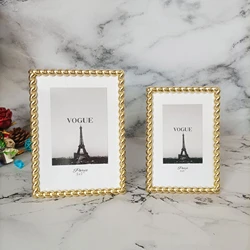 Modern Simple New Threaded Gold/Silver Metal Photo Frame