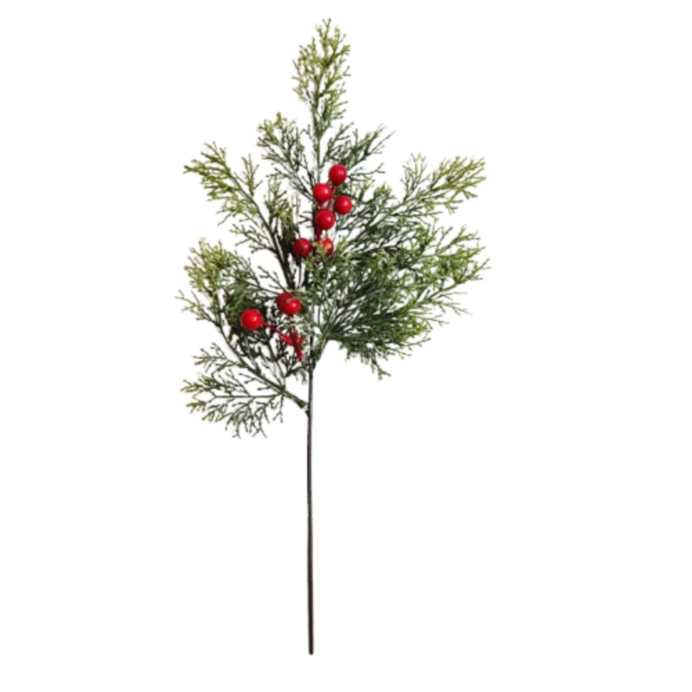 

Fake Red Berry Artificial Norfolk Pine Branches DIY Wreath Elegant Christmas Pine Needles Realistic Handcraft