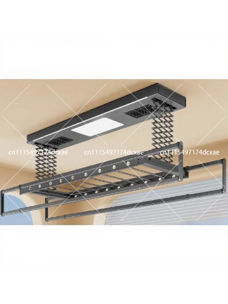 Remote Control Retractable Electric Ceiling Clothes Drying Rack, 210kg Capacity, Gray with Lighting