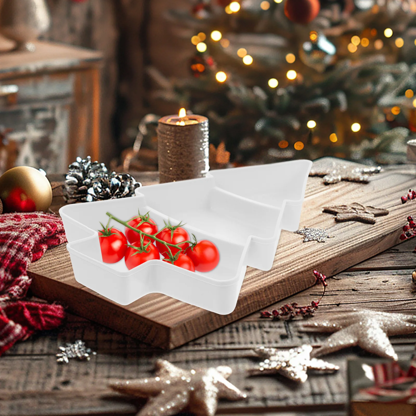 

Christmas Tree Shape Fruit Plate Light Blue Household Plastic Snacks Nuts Tray Christmas Party Tabletop Serving Tray