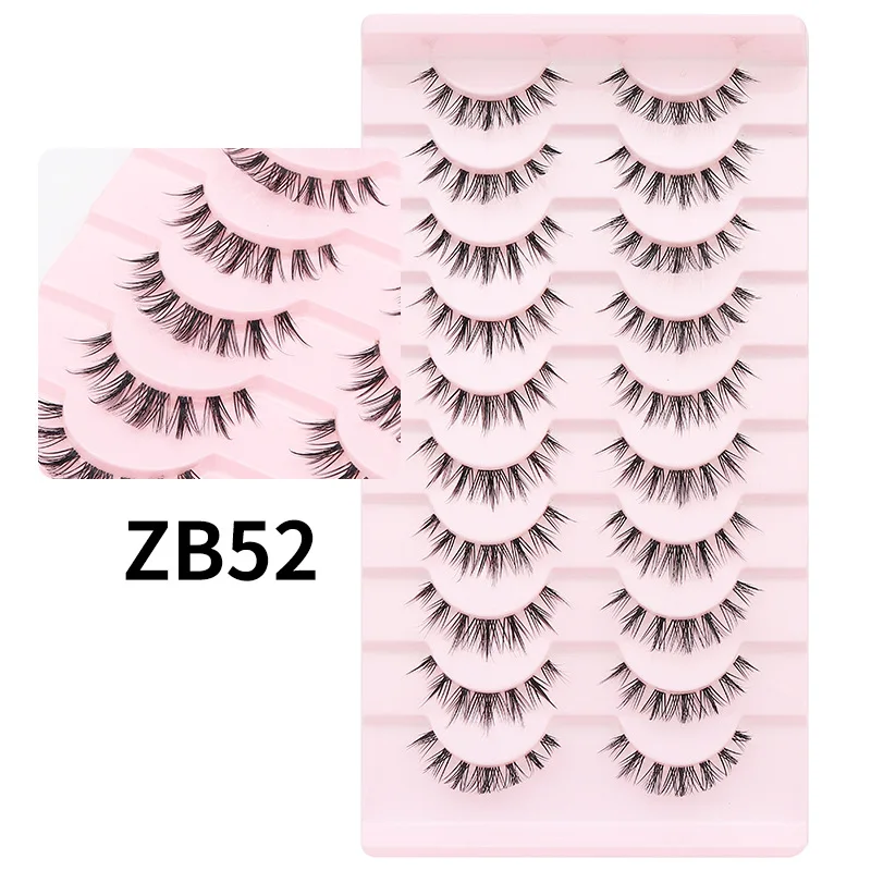 Extension de Cils 3D en Vison Naturel, Maquillage Fait à la Main, Moelleux, Demi-Cils Doux, 10 Paires