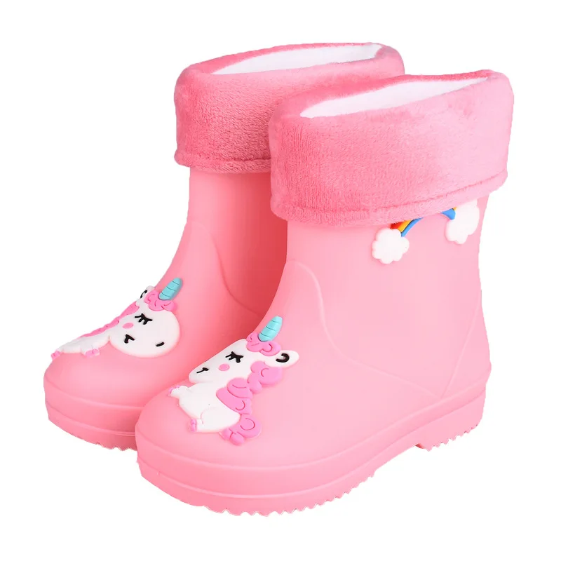 botas de lluvia Children shoe Cartoon Rubber boots for children Cute Princess Rain Shoes Boy Water Shoes Anti slip Infant boots