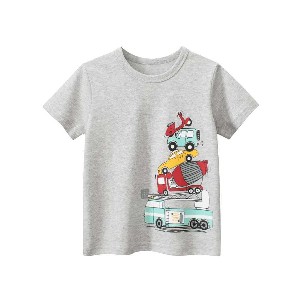 1-9T Toddler Kid Baby Boy Summer Clothes Cotton Infant T Shirt Short Sleeve Cars Print Tshirt Basic Tee Top Outfit