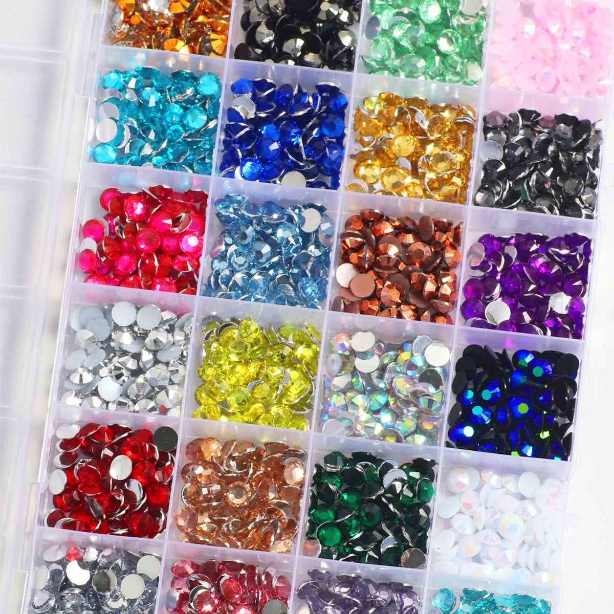 5-Box Set 2mm-6mm/24 Colors Flat Bottom Acrylic Resin Nail Rhinestones For Nail Art Decoration Nail DIY Supplies Suitable For Fa