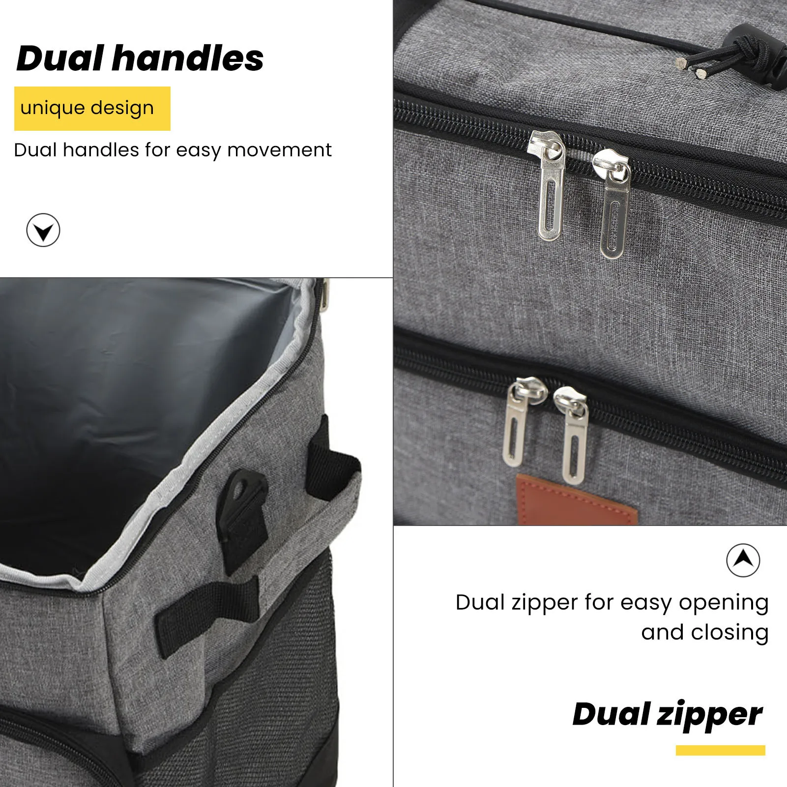 Rolling Cooler with Wheels 35L Rolling Cooler Bag with Wheels Waterproof Oxford Cloth Insulation Bag Lever Type Trolley Box Gray