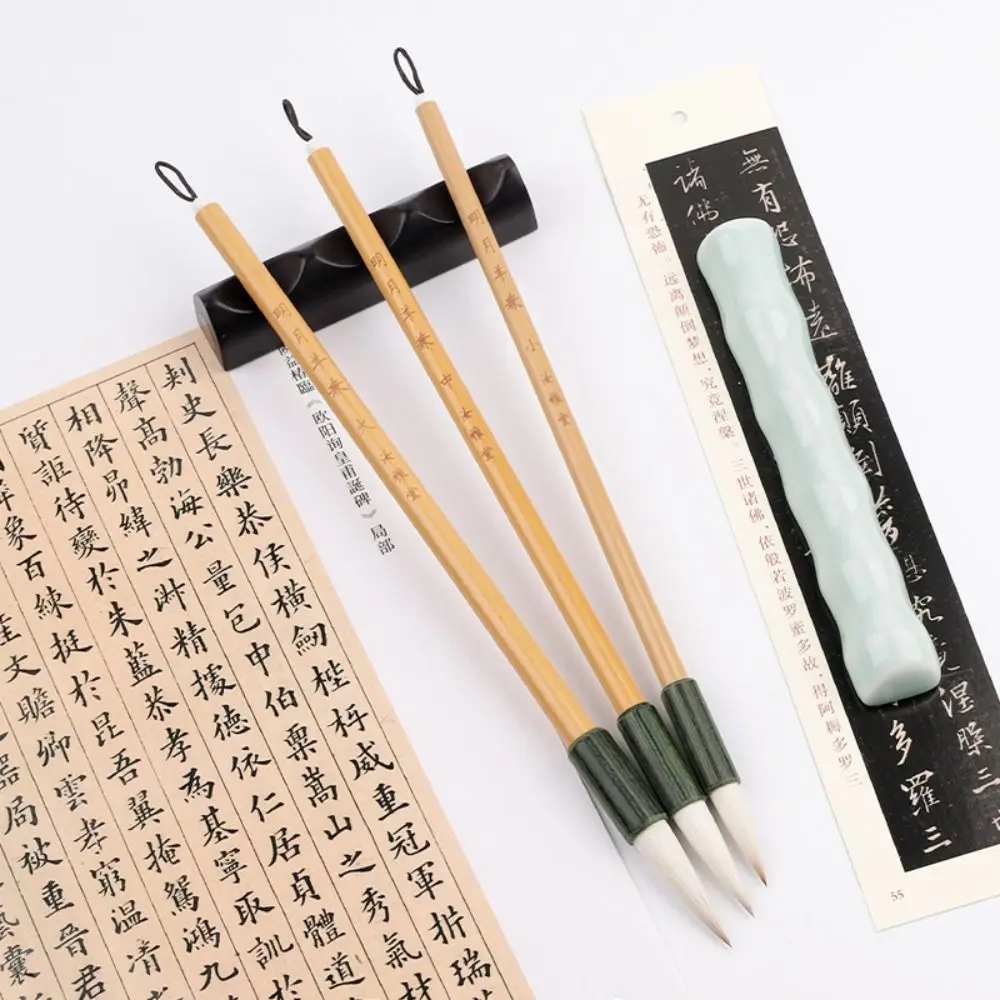 Oil Watercolor Chinese Calligraphy Brush Oil Painting Traditional Art Paint Brush Wolf hair Bamboo Scriptures Writing Brush