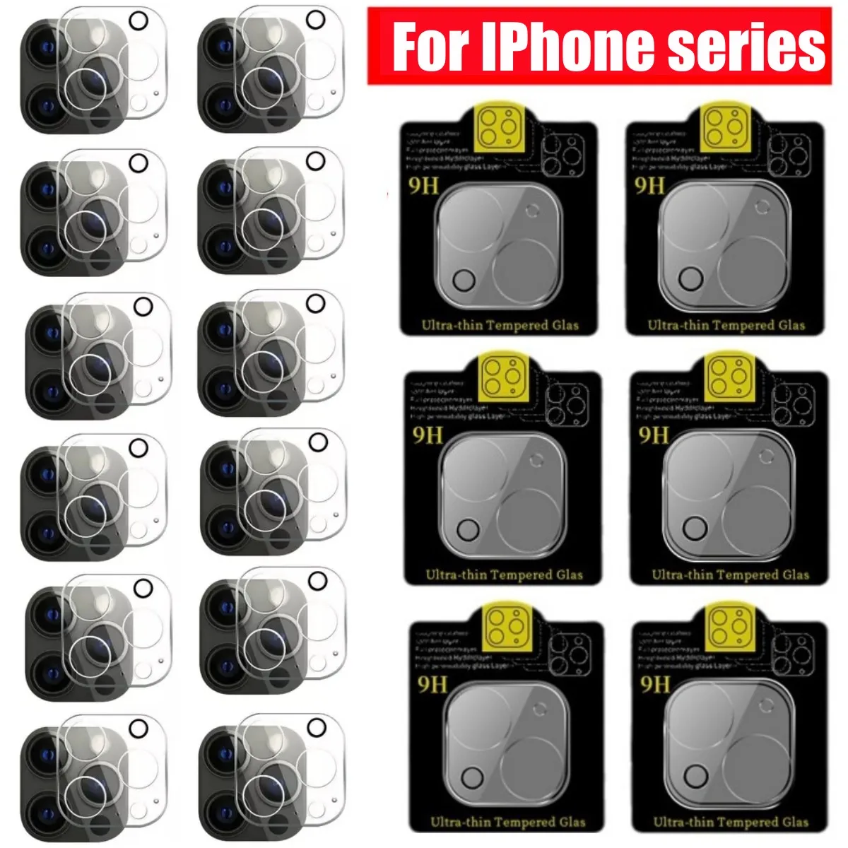 

100PCS 3D Camera lens Tempered Glass protector For IPHONE 16 16e 15 14 13 12 pro 11 Pro Max 11 12 13 mini Camera lens protector
