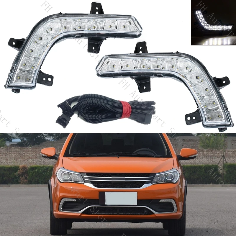 Luz antiniebla de parachoques delantero LED, lámpara de conducción diurna DRL para Geely GC6/MK 2016, 2017, 2018, 2019