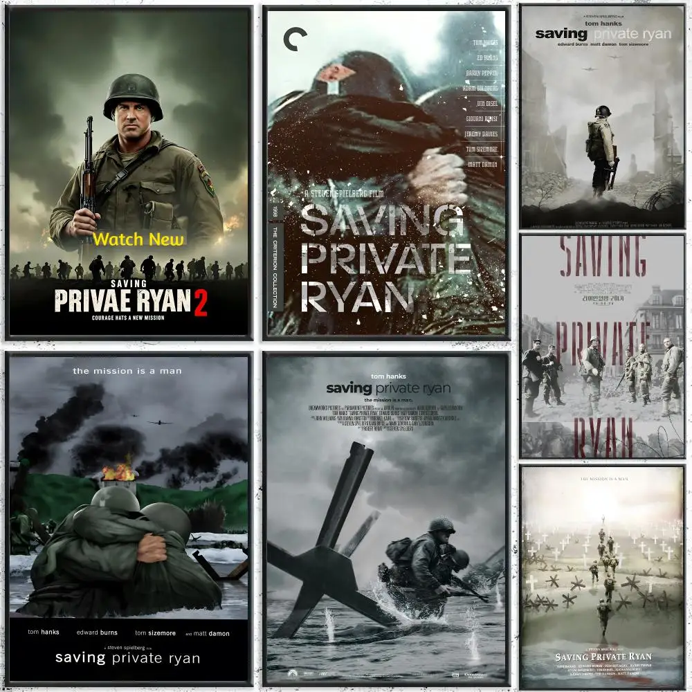 Movie Saving Private Ryan Poster Self-Adhesive Waterproof Wall Stickers Coffee Bar Home Wall Decor