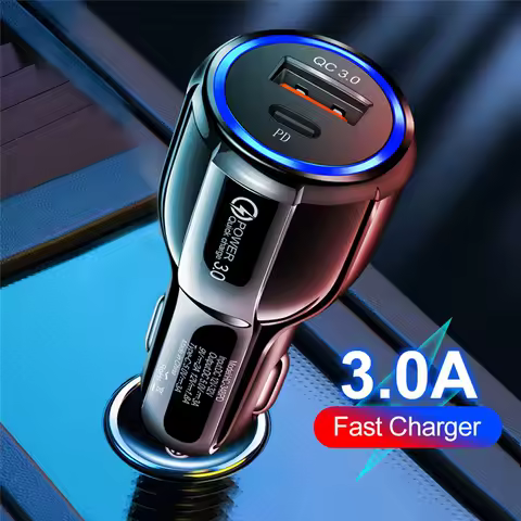 Dual USB Car Charger PD Type C QC 3.0 Fast Phone Charger Adapter For Samsung S22 S21 S20 A73 A53 A33 A72 A52 A71 A51 Car Charger