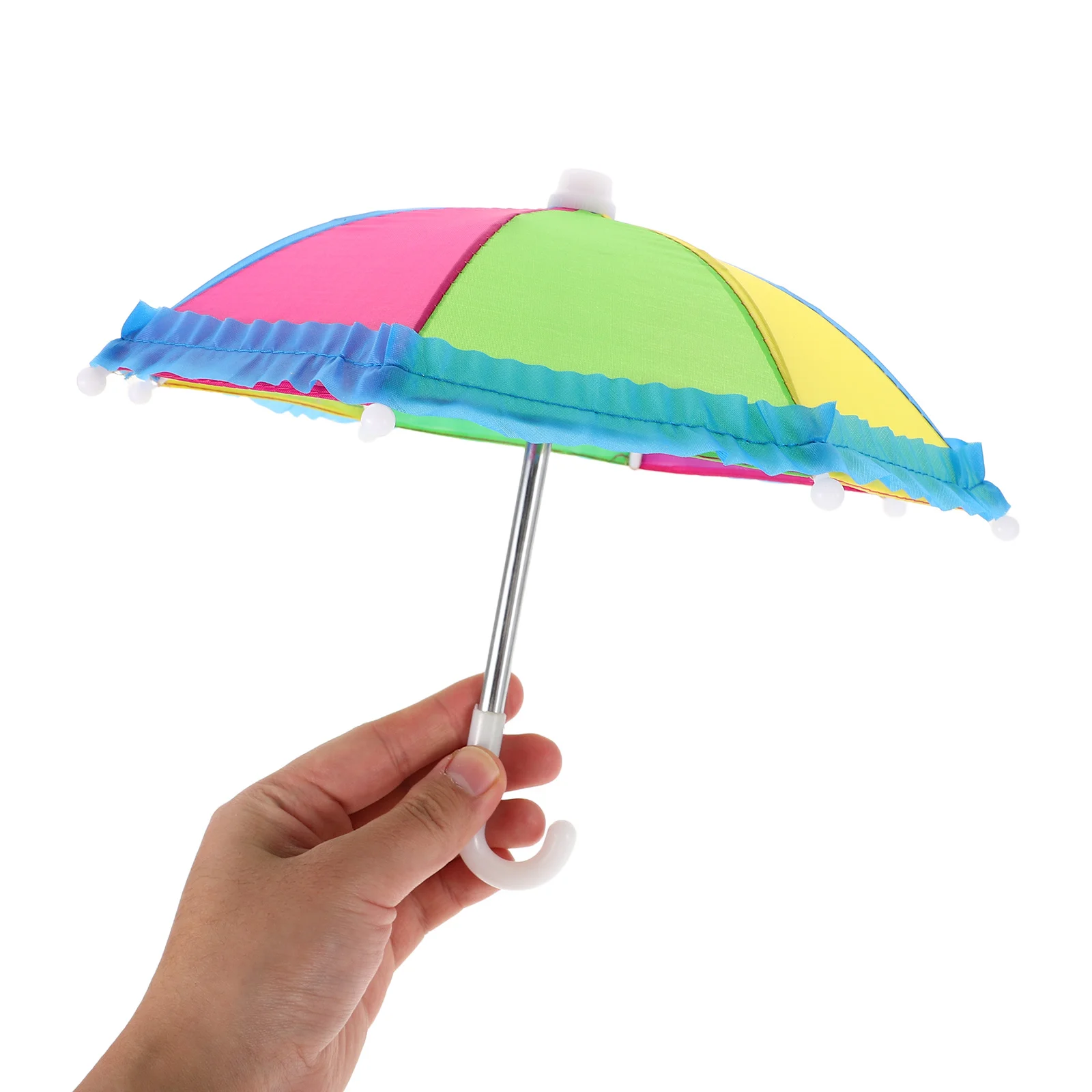 1 stks Mini Paraplu Leuke Regenboog Ontwerp Zachte Stof Kleine Paraplu Voor Meisjes Kids Fantasiespel Regen Accessoire Decor