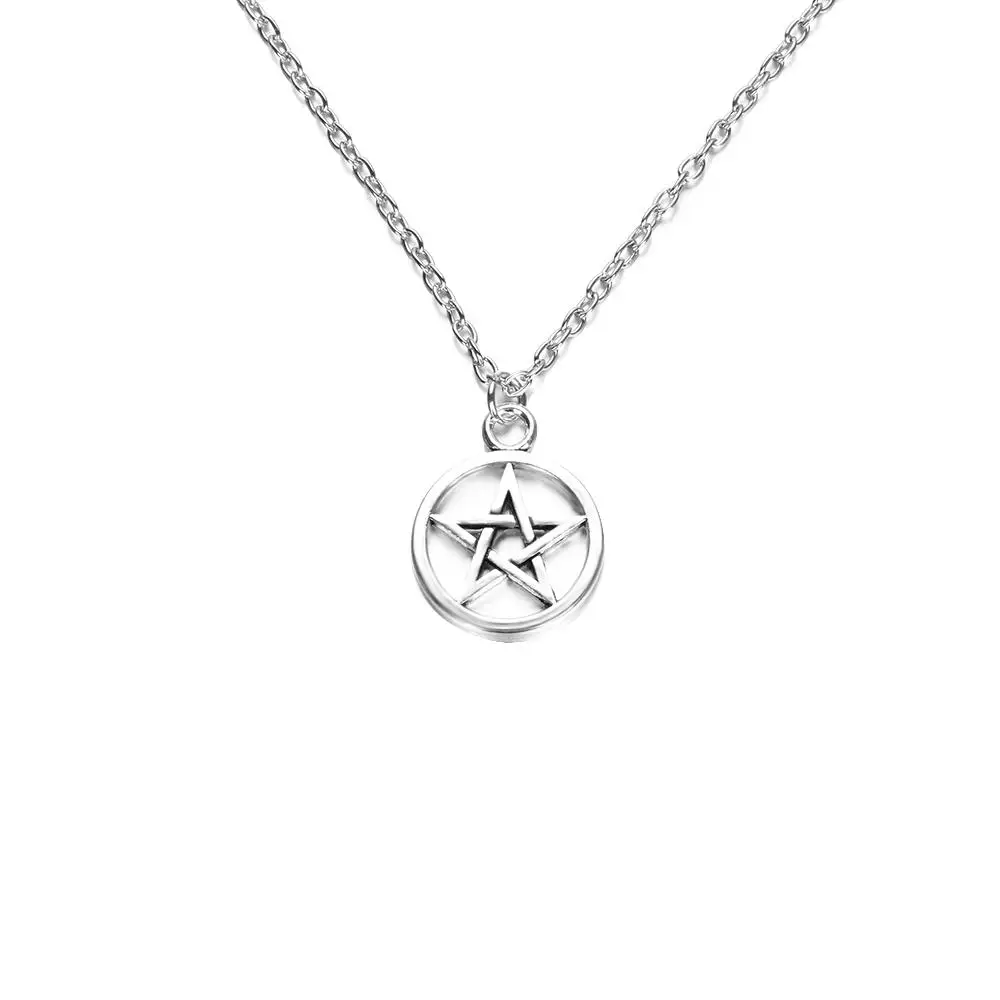 الرجال لوسيفر الدينية خمر الشيطان علامة الخماسي قلادة الرجعية #3