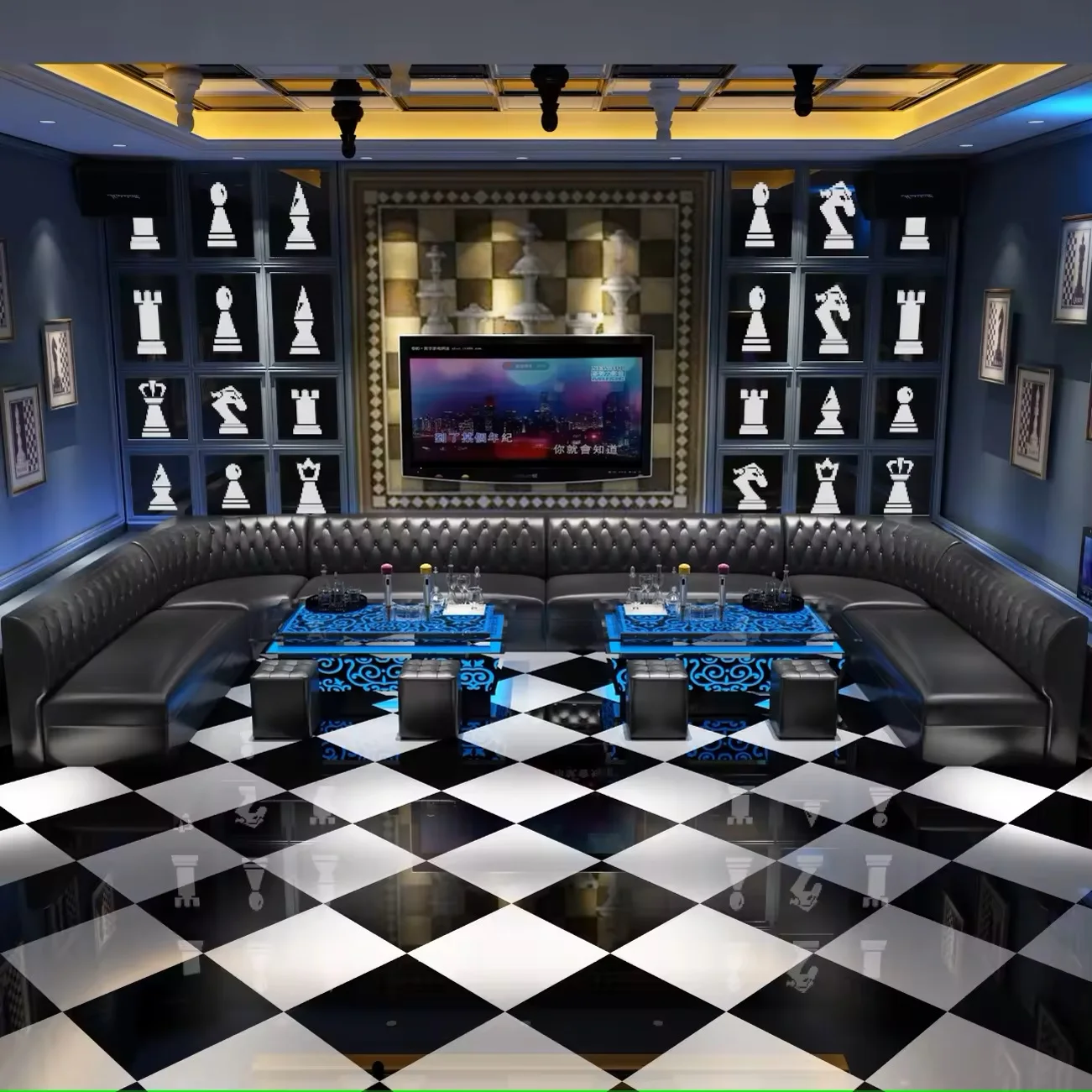 #Factory Supplier Nightclub Disco Karaoke KTV Counter Customized Leather U L Shape Sofa Couch Commercial Bar Furniture Set