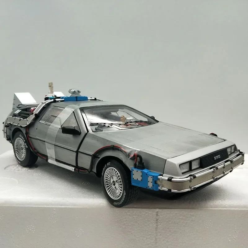 Back To The Future Vehicle Diecast 1/18 Die-cast Alloy Metal Part 3 Time Machine DeLorean DMC-12 Car Model Toy Gifts Collectible