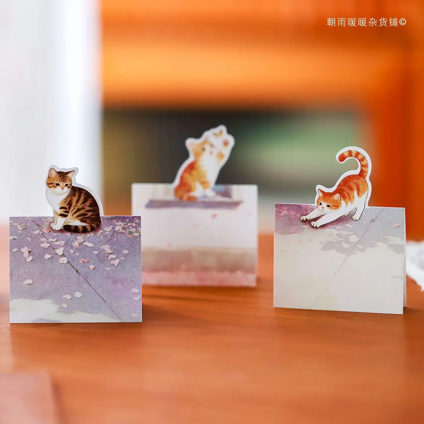 Chaoyu Cute Cat Standing Notepad, Tearable High-Quality Handwritten Message Card, Message Paper, Note Paper, Non-Adhesive