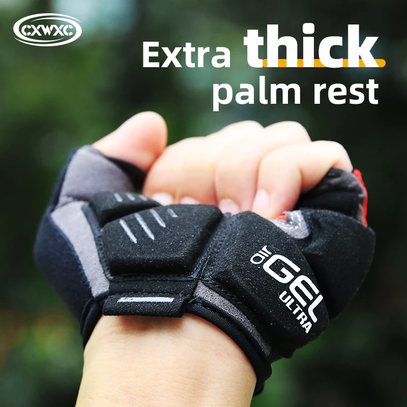 CXWXC Ultra Thick Gel Palm Pad Cycling Gloves MTB Road Bike Half Finger Mittens Hiking Fishing Climbing Sports Shockproof Gloves