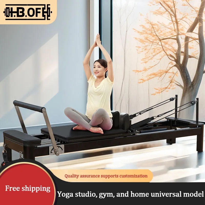 Pilates Aluminum Alloy Core Bed, Household Yoga Equipment, Black Pilates Bed, Five-piece Set, Aluminum Alloy Small Black Bed