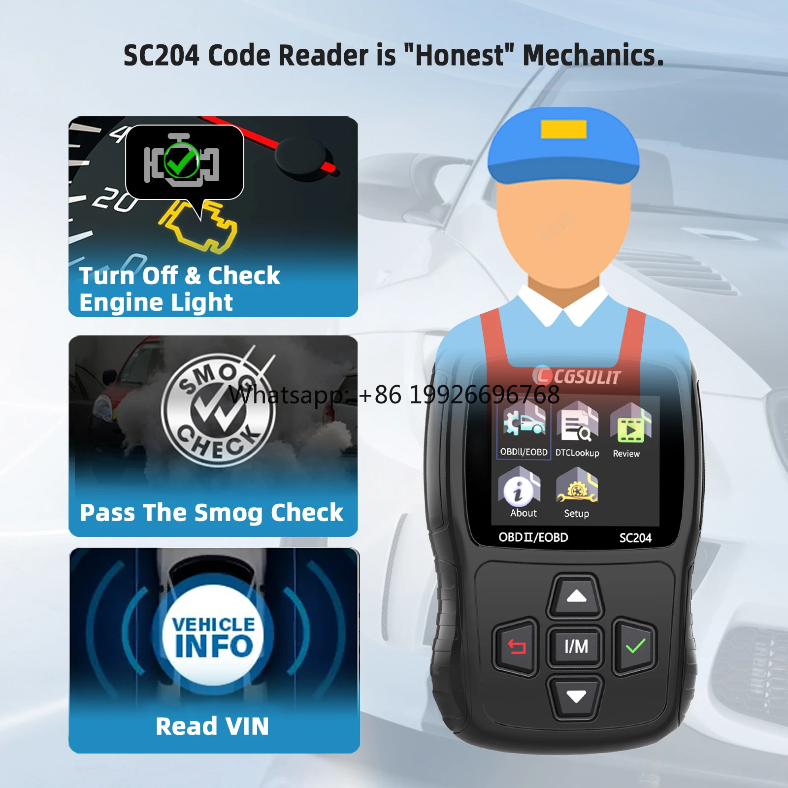 

SC204 Auto Motorcycle Diagnostic Scan Tool OBD2 Scanner factory