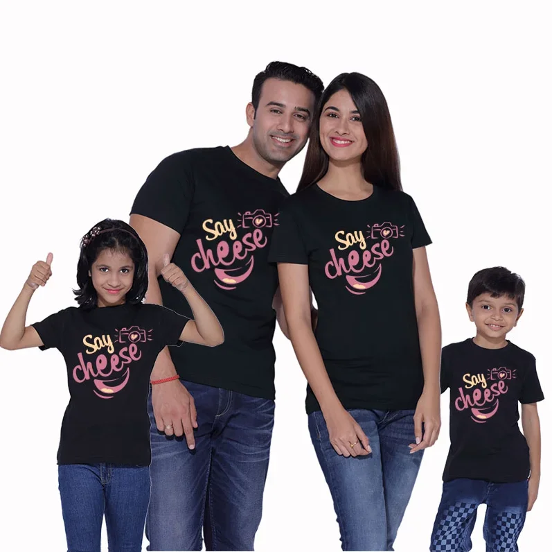 

Say Cheese T Shirt Family Matching Outfits Mom and Dad and Children T-shirt