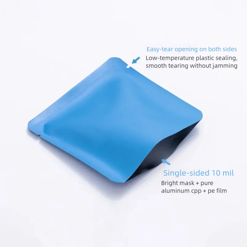 100 ชิ้นต่อชุด ทรงสี่เหลี่ยม แบบใหม่ ถุงฟอยล์ ปิดผนึกสามด้าน สำหรับบรรจุภัณฑ์ชา ถุงใส่ขนมขนาดเล็ก