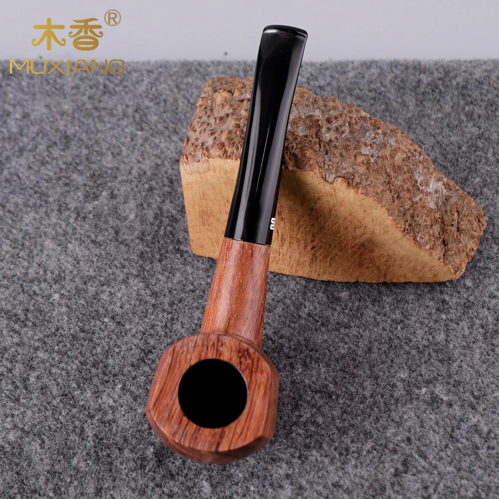 RU Exquisite Handmade Briar / rosewood Wood Tobacco Pipe 3/9mm Metal Filter Acrylic Mouthpiece Pipe +  Free 10 Smoking Tools Kit