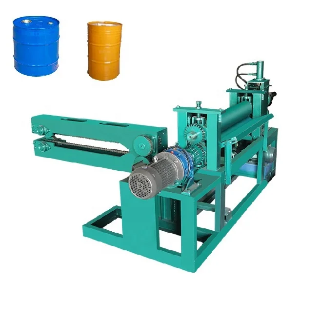 Three-in-one Waste Old Oil Drum Barrels Cutting Flattening Recycling Machine Motor Solid Waste Disposal PLC-controlled 3 kW Iron