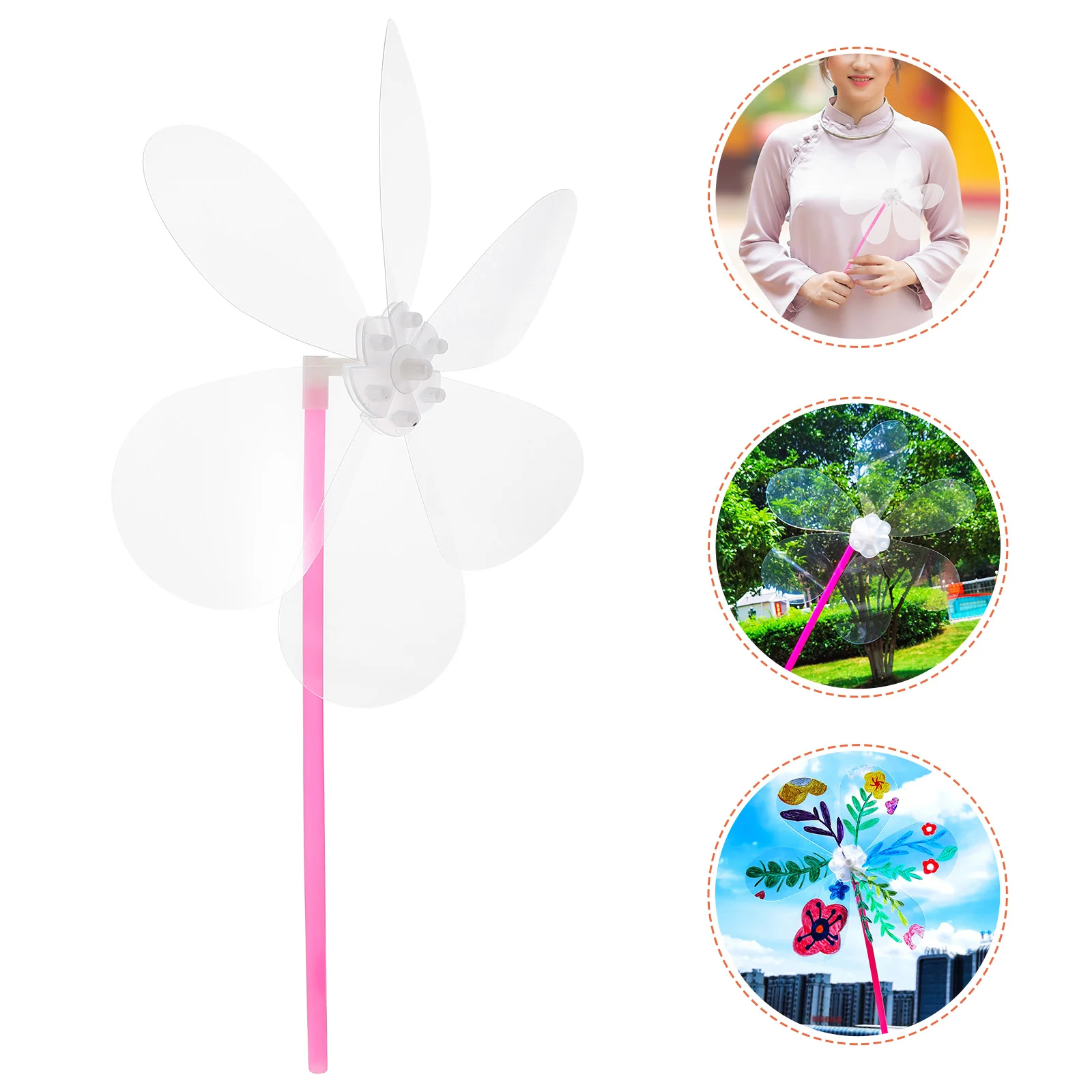 6 Pcs Windmill DIY Pinwheel for Party Decor Spinner Plastic Unfinished Blank Spinners Pinwheels Parent-child