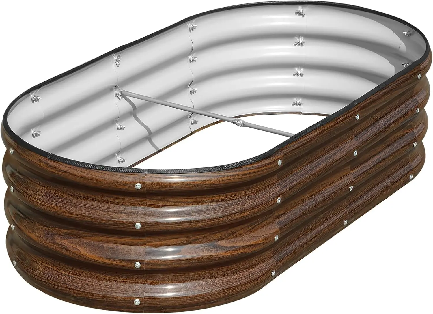 

Оцинкованная приподнятая садовая кровать, овальная металлическая коробка для цветов размером 4x2x1 футов для посадки уличных растений и овощей
