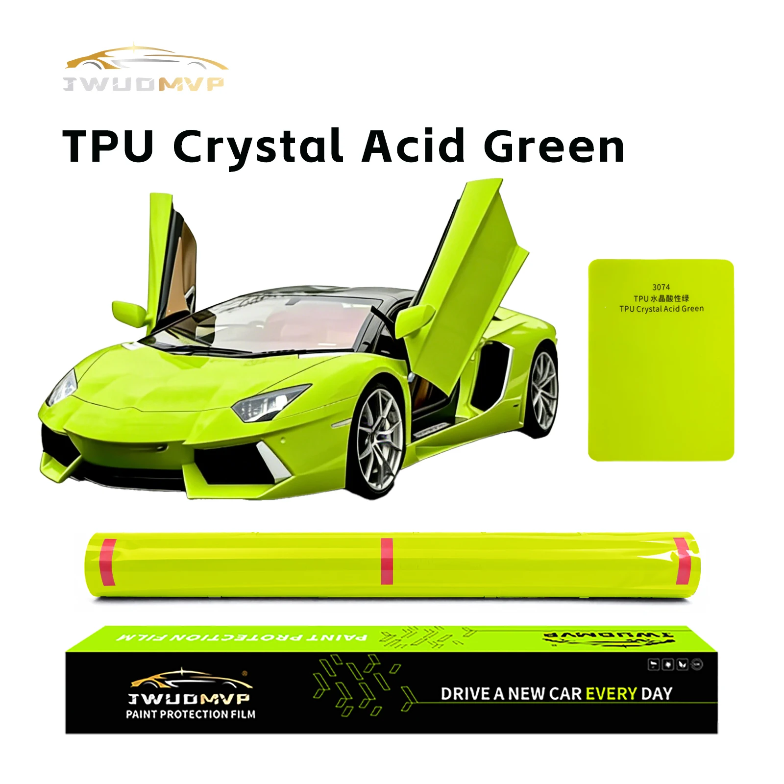 

JWUDMVP High-quality1.52*15m TPU PPF Crystal Acid Green Colo Film Self-healing Scratch-resistant and Color-changing