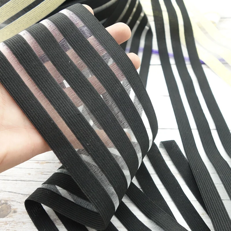 Ultra-thin breathable soft black and white mesh elastic elastic band rubber band flat striped clothing elastic accessories